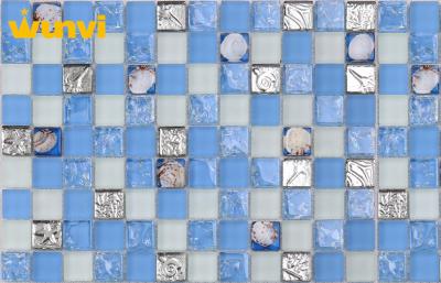 China Household Blue Cracked Glass Seashell Mosaic Tile With 8mm Thickness for sale