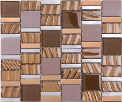 China 15 × 15 mm Chip Metallic Glass Kitchen Tiles For Backsplash Wall Mosaic for sale