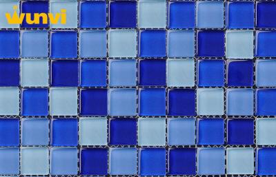 China Dark Blue and Light Blue Swimming Pool Mosaic Tiles , Glass Mosaic Wall Tile for sale