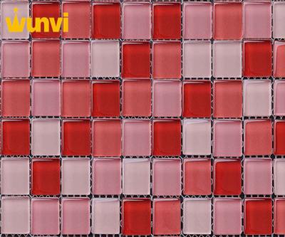 China Acid - Resistant Red And Pink Glitter Glass Mosaic Tiles For Swimming Pool for sale