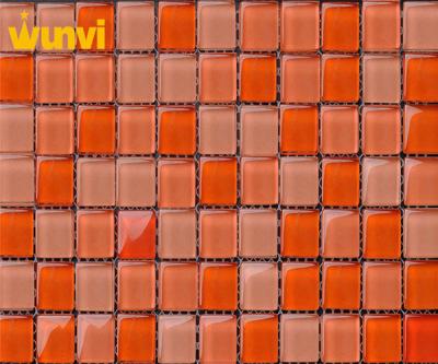 China Orange Wall Board Unique Swimming Pool Mosaic Tiles With Glossy Chip for sale