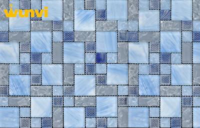 China Hand Painting Glass Mix Stainless Steel Mosaic Tiles , Glass And Metal Mosaic Tile for sale