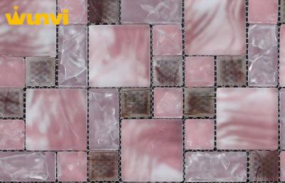 China Acid - Proof Ice Crackle Glass Mosaic Tiles For Showroom  Decoration for sale