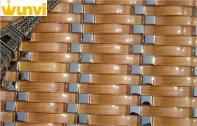 China Brown Water Flow Style Glass  Mosaic Tile For Home Decor Strip Tile for sale