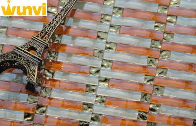 China Primitive Home Decor Wholesale Wavy Glass Mosaic Tiles Light Orange Mix White Color for sale