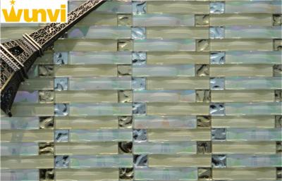 China Glass Mosaic Tile Of  Water Wave Style Transparent Mix Light Gray Color for sale