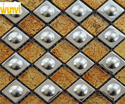 China Stainless Steel Diamond Shaped Gold Mosaic Tiles For Building Construction for sale