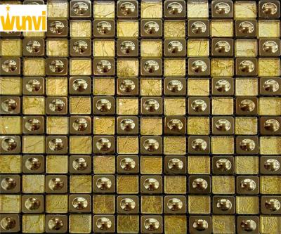 China Public Hall Decor Glitter Gold Mosaic Tiles , Mosaic Glass Wall Tiles for sale