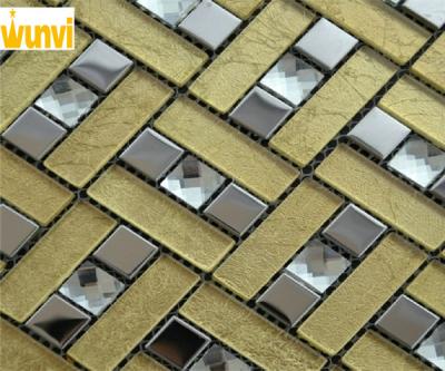 China Abrasion - Resistant Gold Mosaic Bathroom Tiles With13 Facets Crytal Mosaic Chips for sale