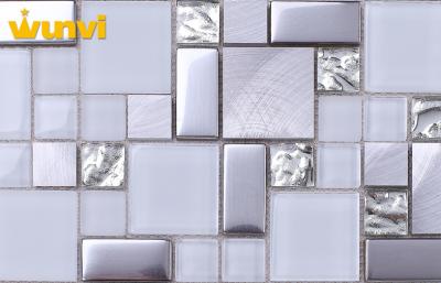 China Glitter Grey Metallic Glass Kitchen Mosaic Tiles , Glass Kitchen Tiles For Backsplash for sale