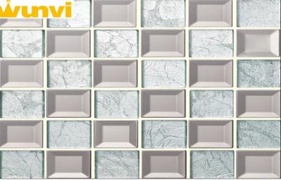 China Bedroom Bed Wall Snow White And Light Grey Mirror Glass Mosaic Tiles for sale