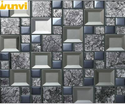 China Eco - Friendly Grey Square Glass Mirror Mosaic Tiles For House Festival Dec for sale