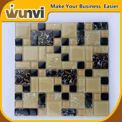 China Black and Yellow Mosaic Tiles Craft Product  For Hall Wall Decoration for sale