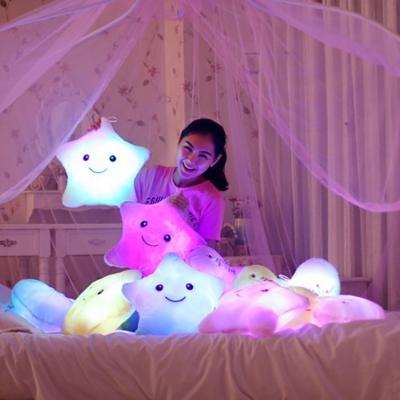 China Wholesale Hair Star Luminescent Pillow Stuffed Toy Plush Toy Star Pillow Stuffed Love Pillow Romantic Colorful Led Light Girl Birthday Gift for sale