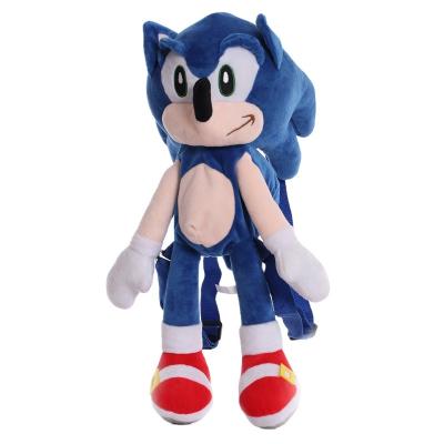 China Super Sonic the Hedgehog Plush Toy Bag Cute Schoolbag Super Sonic the Hedgehog Character Doll Bag Sonic Stuffed Plushie Backpack Cartoon Kids Adults Gift for sale