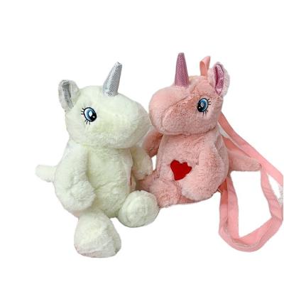 China Kids Adults Gift Drop Shipping Pink Unicorn Plush Schoolbag Little Backpacks Cartoon Unicorn School Children Stuffed Animal Bag Plush Animal Bag for sale