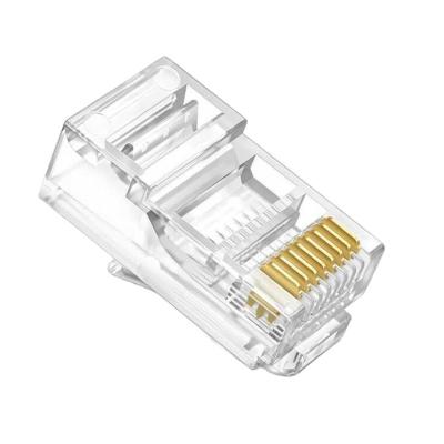 China Cat6 automotive 8p8c plug wire connector adapter connector sale like hot cakes monitoring rj45 transparent crystal head for sale