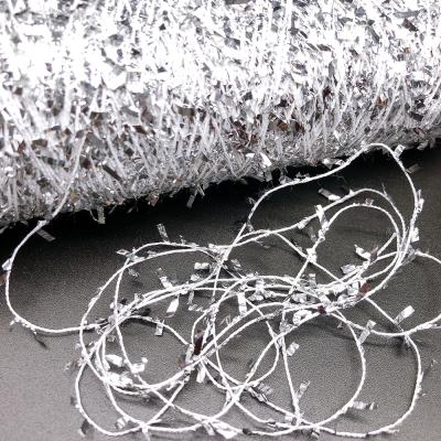 China Silver Butterfly Yarn 13s/1 - 100% Polyester Fancy Yarn Butterfly Yarn Bulky Silver Festival Decoration For Making Hand Machine Knitting Weaving Crochet for sale