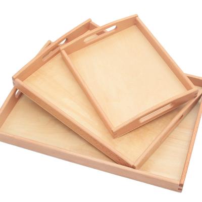 China No Montessori tray early education work finishing tray Wooden toy teaching AIDS tray for sale