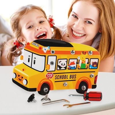 China Education New Cross border children Montessori Enlightenment early education children quiet DIY trolley busy board wooden toys for sale