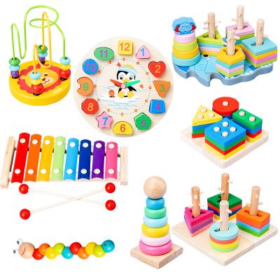 China None Wooden eight-tone percussion round beaded column early education baby toys wholesale for sale