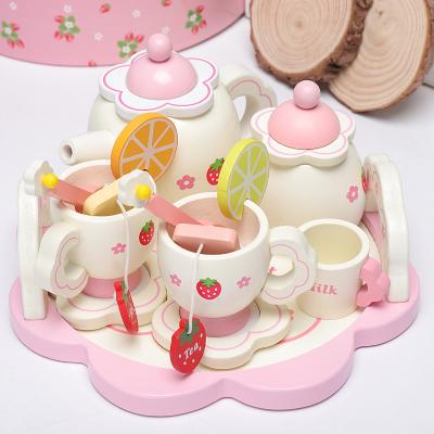 China Children's early education educational play house kitchen toys 2022new Children's Montessori wooden kitchenware Toy Gift Set Lemon white afternoon tea set over home kitchen toys for sale