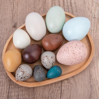 China No 2023 Cross-border new color simulation wooden eggs 12PCS boxed DIY decorative baby puzzle cognitive toys for sale