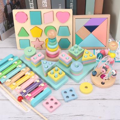 China None New hot Baby early education set toys wholesale round bead building blocke set column harp twister worm baby jigsaw puzzles gift for sale