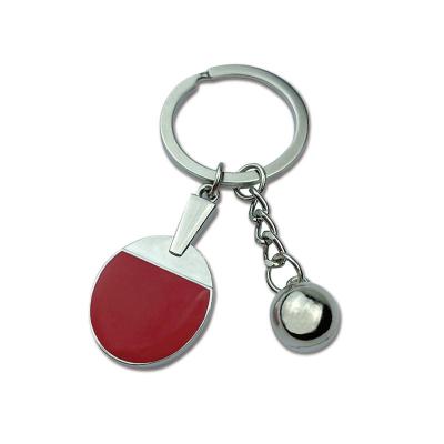 China Gift Ping Pong Paddle Creative Metal Keychains Ping Pong Pendant Key Chains Custom Size for sale