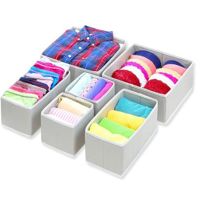 China Amazon Viable Popular Foldable 6pcs Fabric Storage Drawer Organizer Box For Clothes for sale