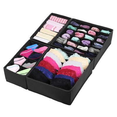 China 2022 Modern Hot Sale 4pcs Non Woven Fabric Closet Organizer Drawer Divider For Foldable Underwear Sock for sale