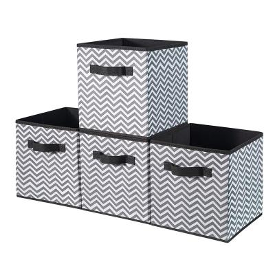 China Wholesale Viable Folding Home Organizer Bin Black Gray Foldable Fabric Storage Box For Clothes for sale