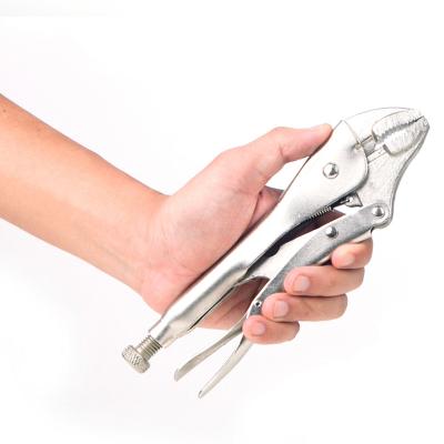 China HANS.w comfort grip 7 inch straight jaw locking pliers with wire cutter, curved jaw for sale