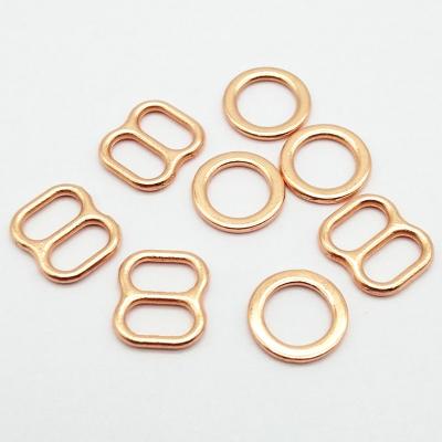 China Inner Underwear 6mm Bra Alloy Ring And Slider In Rose Gold Color for sale