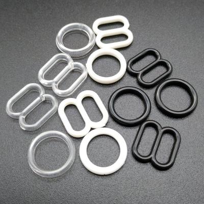 China White Underwear 8mm Bra Strap Adjuster, Plastic Ring And Slider Bra Accessories for sale