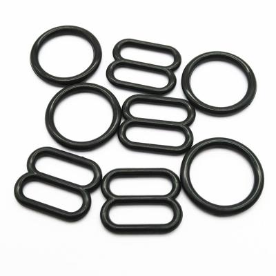 China Plastic underwear 10mm bra ring and slider in black color, bra accessories for sale