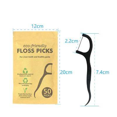 China For Home Use 50Pcs PLA Dental Flosser Picks Eco Friend Dental Floss Picks Biodegradable Dental Floss Picks for sale