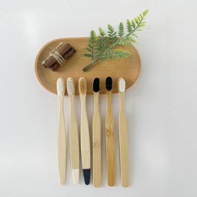 China Disposable Wholesale Bamboo Toothbrush Biodegradable Charcoal Bristle Nylon PBT Bristle Bamboo Toothbrush for sale