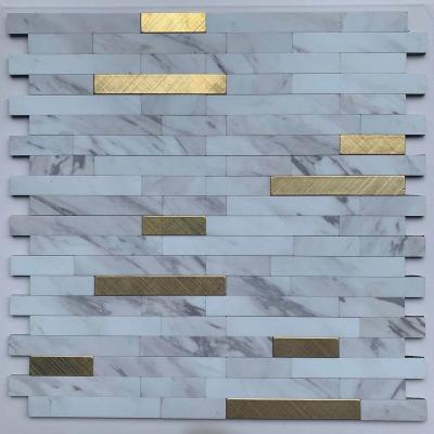 China White Parquet Look Skin and Stone Slab Stick Backsplash for sale