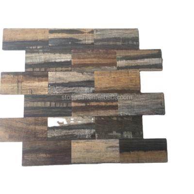 China Parquet 12 in. X12 inside. Faux Wood Brown PVC Adhesive Wall Mosaic Slab for sale