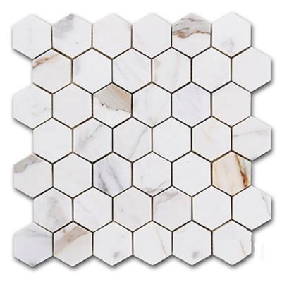 China Parquet Calacatta Gold Hexagon Marble Mosaic Slabs for sale