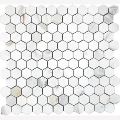 China Italian Calacatta Marble Flooring Mosaic Hexagon Gold 1