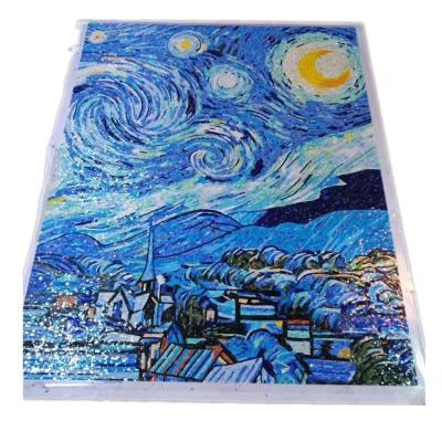 China Parquet World Masterpiece Vincent van Gogh Starry Night Picture Mosaic Wall Art Handmade Decorative Glass Murals for sale