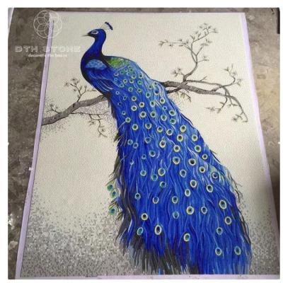 China Parquet Glass Painting Designs Peacock Mosaic Tile Art Mural Pattern for sale