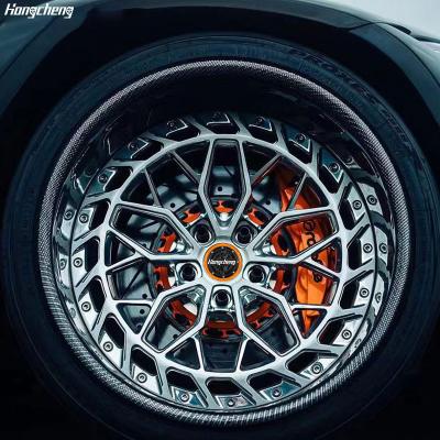 China For retrofit/upgrade custom 2 3 piece forged alloy car rim lip with carbon fiber wheel 18 20 22 24 26 inch 5x114.3 5x130 5x120 5x112 wheel for sale