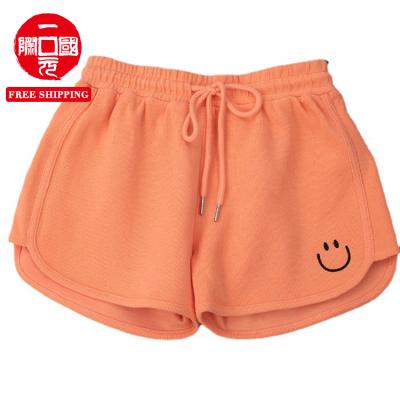 China Summer Smiling Loose Casual Yoga Shorts Women Sports Breathable Embroidered Running Shorts for sale