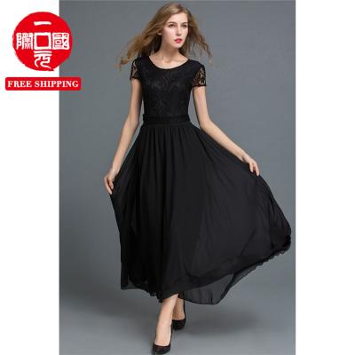 China Anti-wrinkle style border hot women's new autumn style European and American large lace evening dress for sale