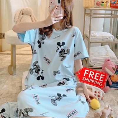 China Summer Cool And Soft Nightgown Pajamas Cartoon Comfortable Short Sleeve Plus Size Dress QUICK DRY for sale