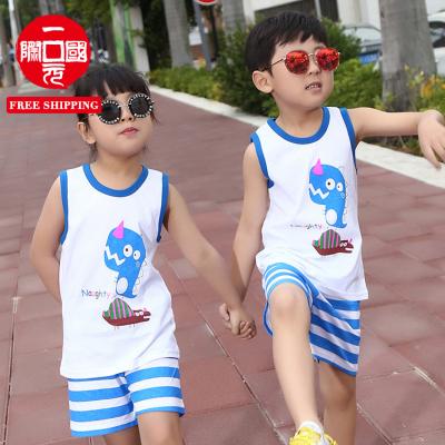 China Fashion Boys And Girls Cotton Summer Slim Suit Vest Children Baby Vest Children Wear Summer Clothes Sleeveless Two-Piece Suit for sale