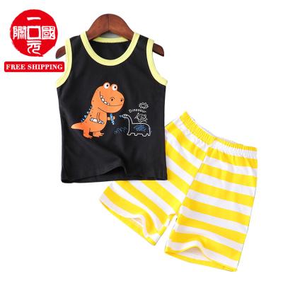 China Fashion Children's Vest Suit Cotton Summer Thin Small And Medium Children's Clothing Girl Baby Girl Two-Piece Sleeveless Shorts for sale